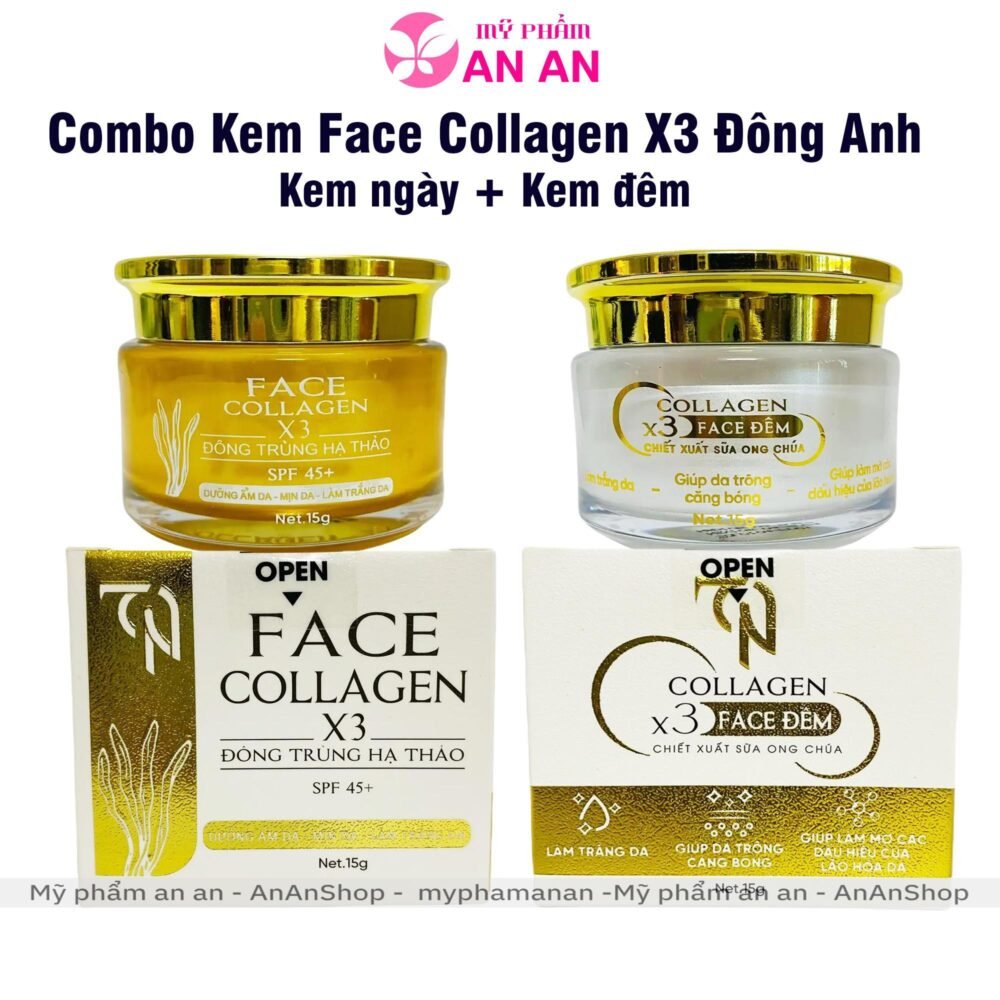 Combo Kem Face Ngày và Đêm Collagen X3 Đông Anh, Mẫu mới 2024 chính hãng