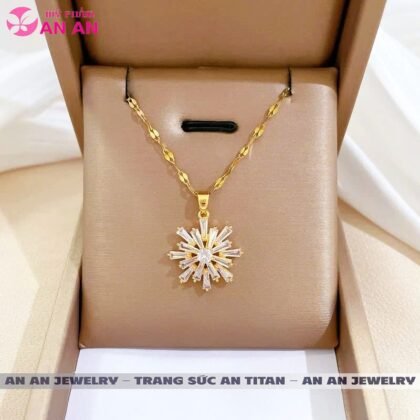 Dây Chuyền Titan Đính Đá Zircon Hình Bông Tuyết