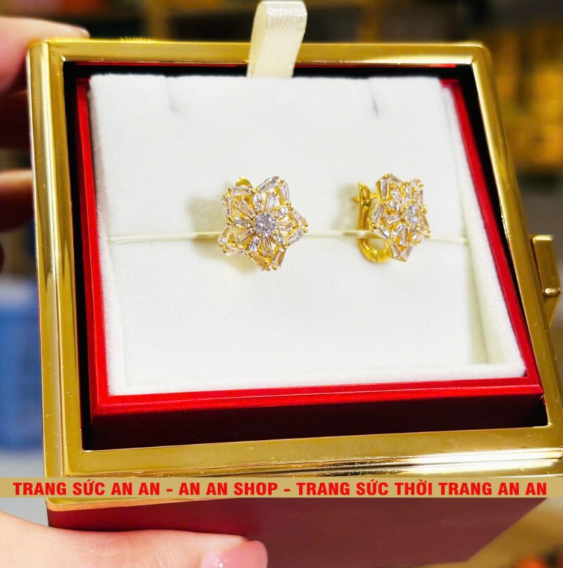 Bông Tai Đồng Đỏ Đính Đá Hình Ngôi sao 5 cánh Thời trang, Trang Sức Đồng Đỏ Không Bay Màu - AN AN JEWELRY