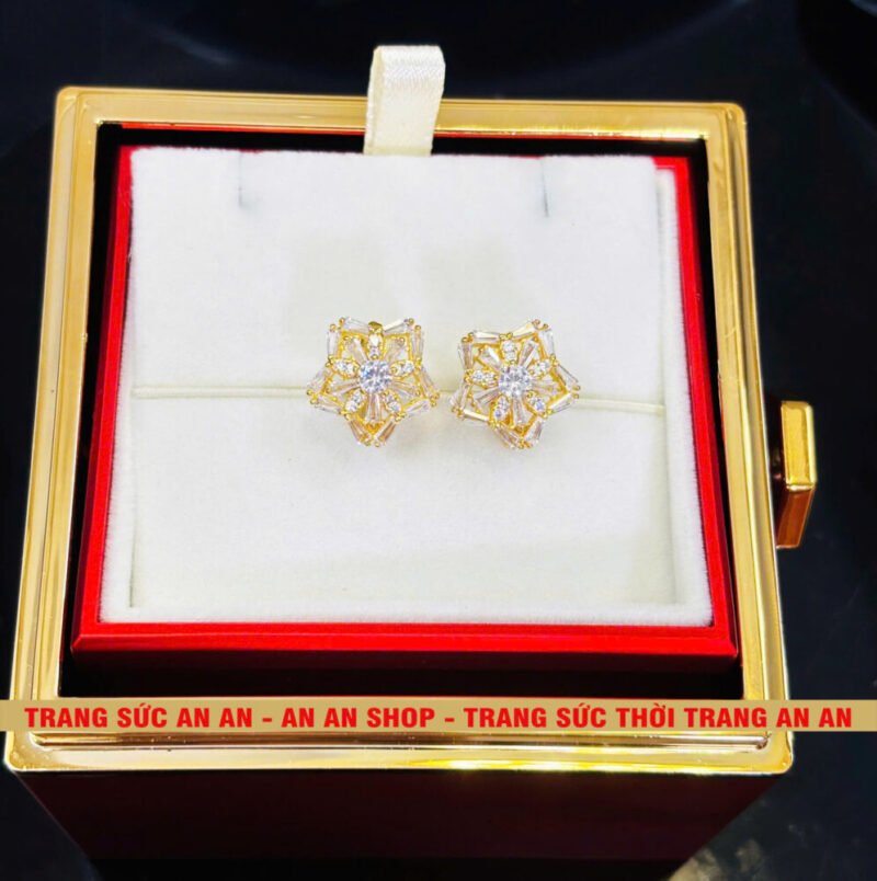 Bông Tai Đồng Đỏ Đính Đá Hình Ngôi sao 5 cánh Thời trang, Trang Sức Đồng Đỏ Không Bay Màu - AN AN JEWELRY