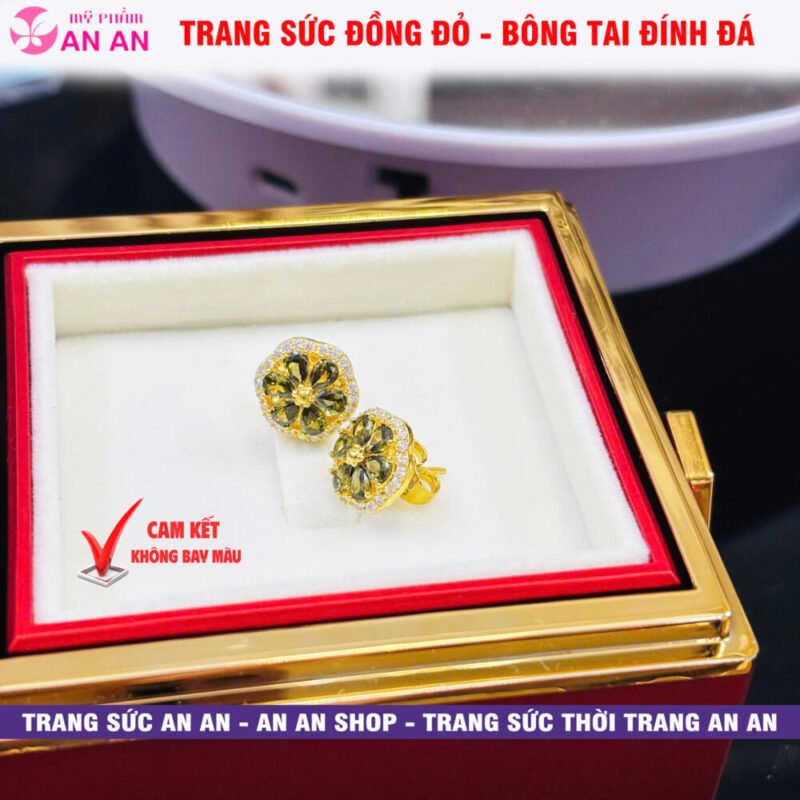 Bông Tai Đồng Đỏ Đính Đá Hình Ngôi sao 5 cánh Thời trang, Trang Sức Đồng Đỏ Không Bay Màu - AN AN JEWELRY - Hình ảnh 12