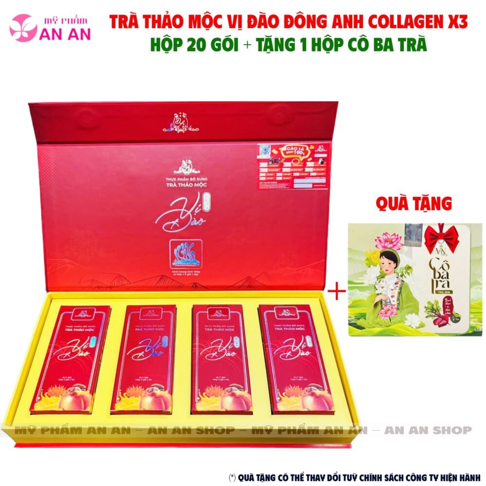 TRÀ GIẢM CÂN THẢO MỘC VỊ ĐÀO COLLAGEN X3 ĐÔNG ANH