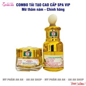Bộ Tái Tạo Cao Cấp Spa Vip gồm kem và serum chăm sóc da mặt, hỗ trợ dưỡng da và chăm sóc làn da không đều màu.